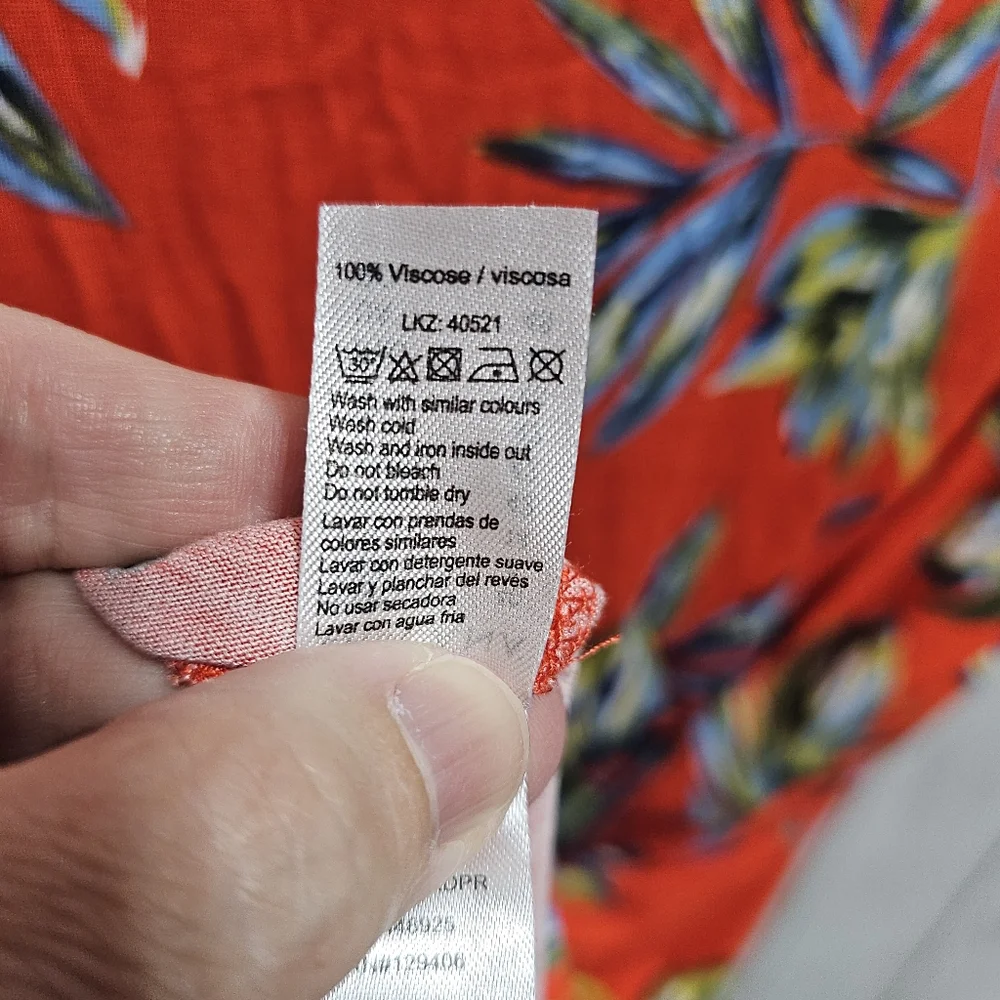 Lascana Tropical Orange/Red Floral Short Sleeve Pullover Knit Dress Size 8. - Picture 8 of 10